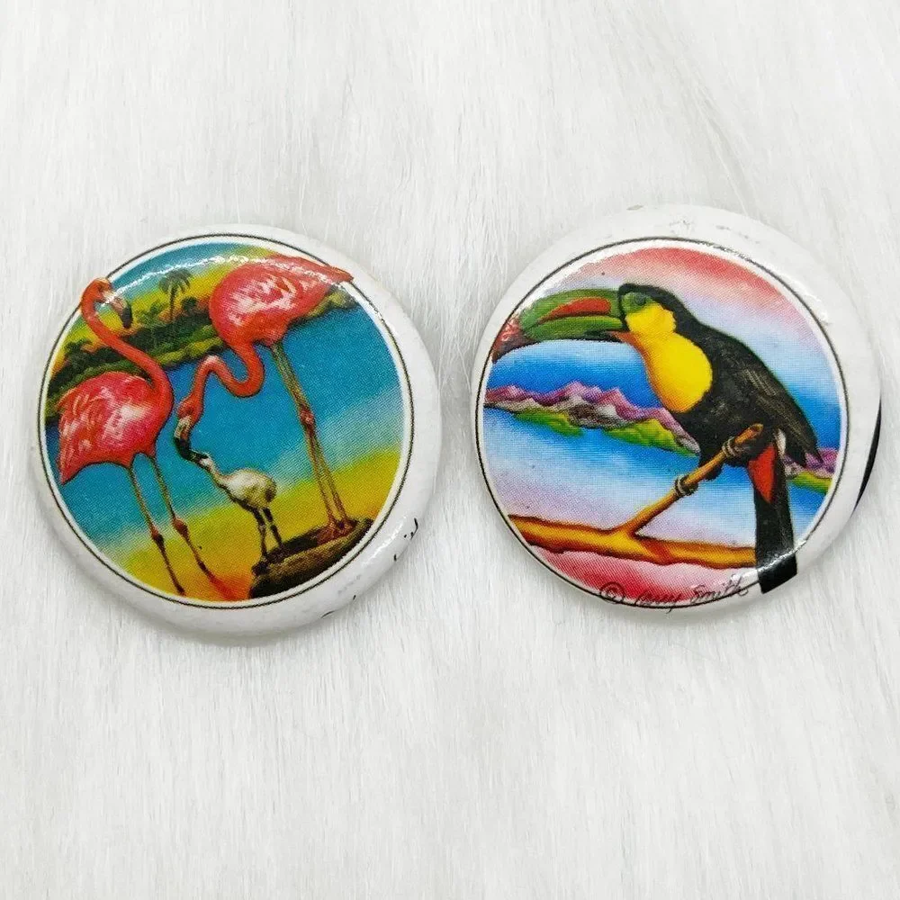 🔮‎ 5/$25 Vintage Set of 2 Larry Smith Tropical Birds Pins